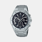 Edifice Men Quartz Black Dial Chronograph Stainless Steel Watch EX550