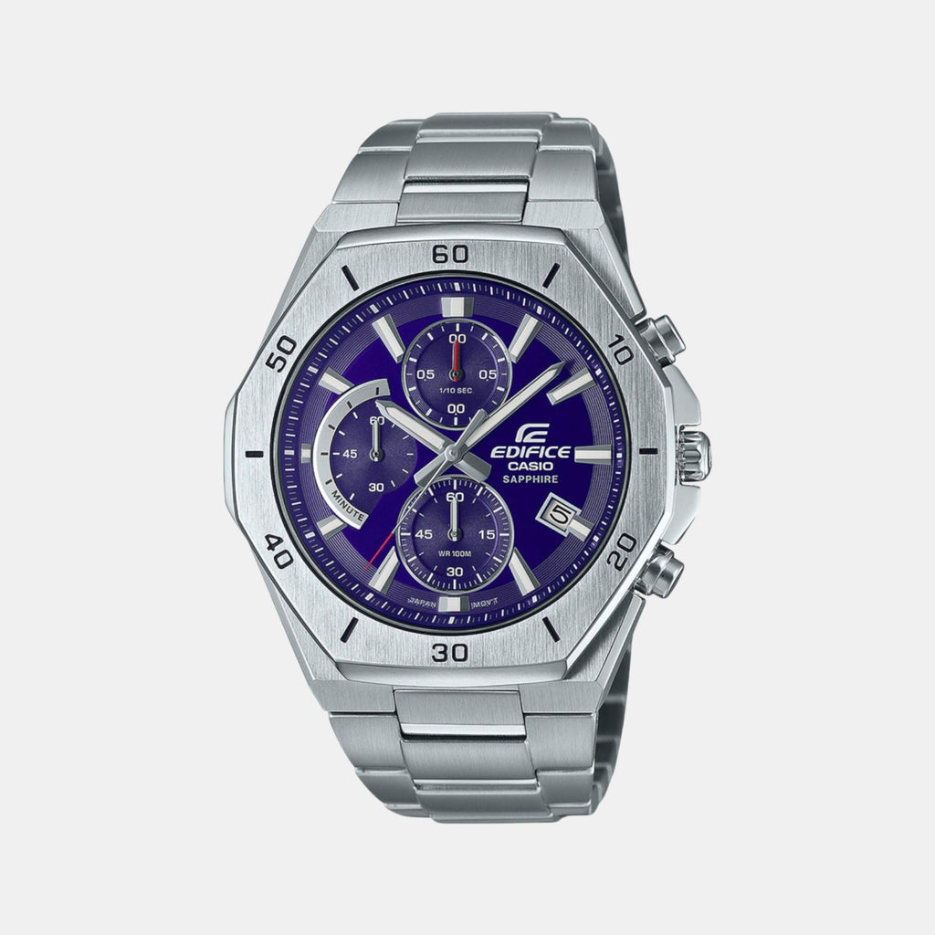 Edifice Men Quartz Blue Dial Chronograph Stainless Steel Watch EX551