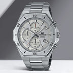 Edifice Men Quartz White Dial Chronograph Stainless Steel Watch EX552