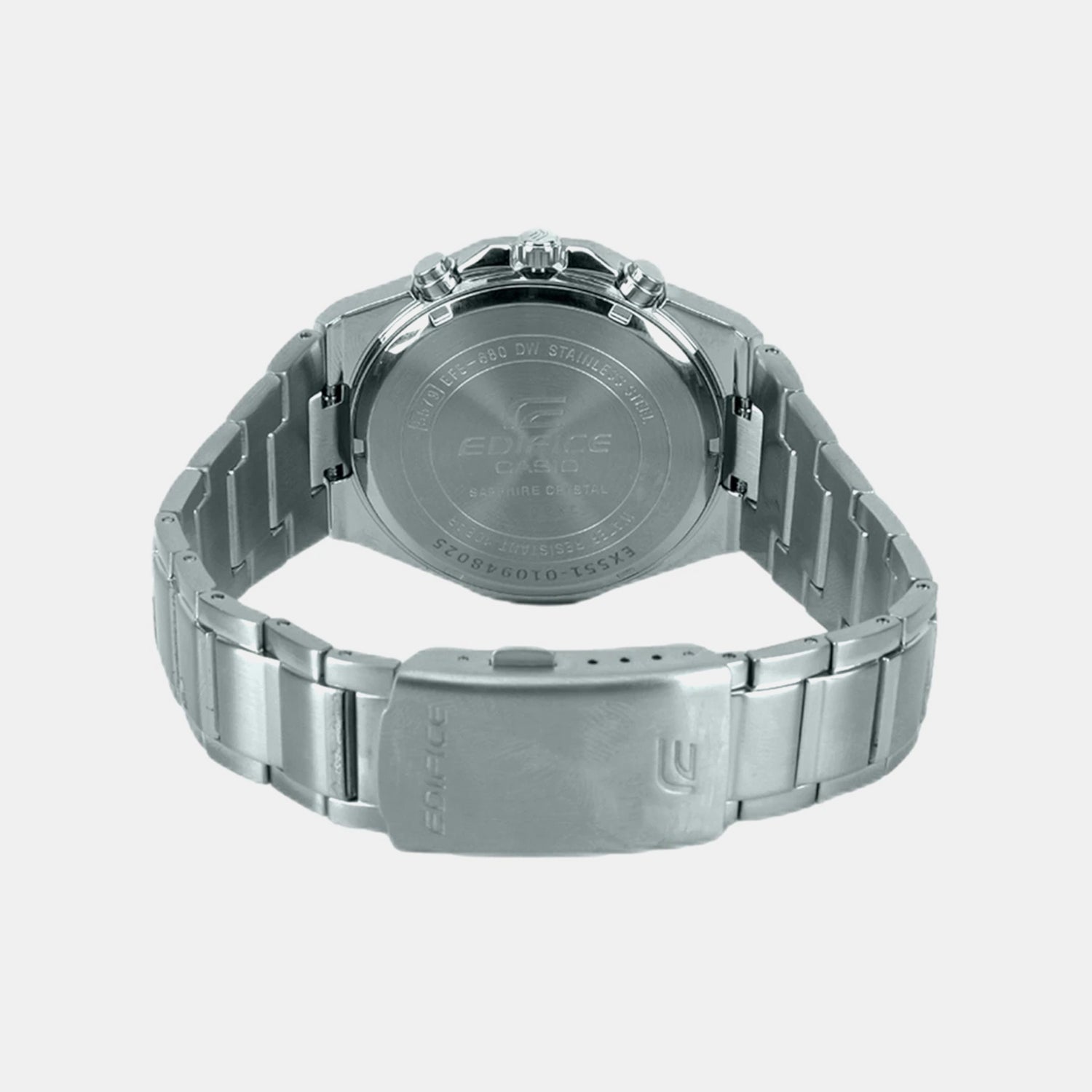 Edifice Men Quartz White Dial Chronograph Stainless Steel Watch EX552