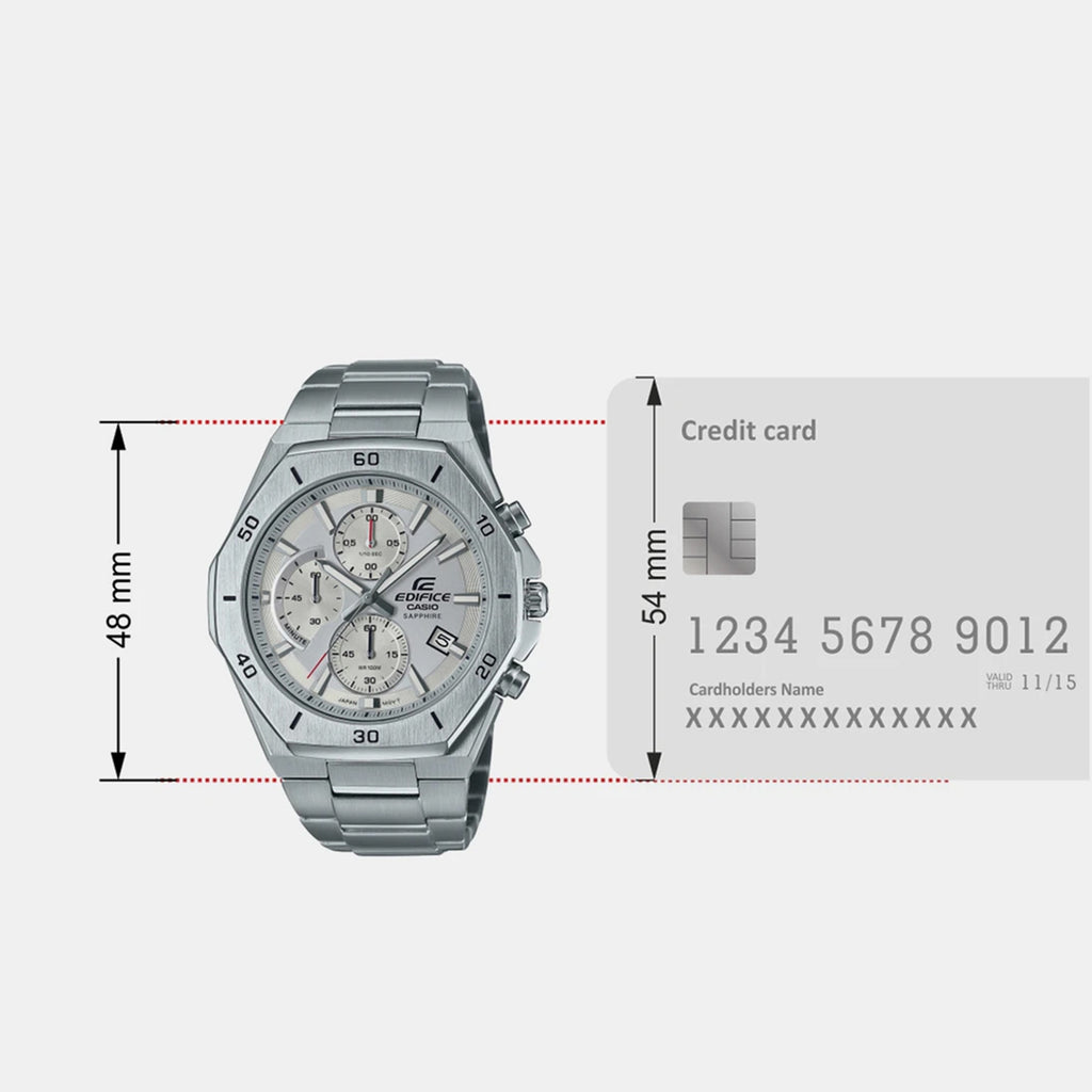 Edifice Men Quartz White Dial Chronograph Stainless Steel Watch EX552