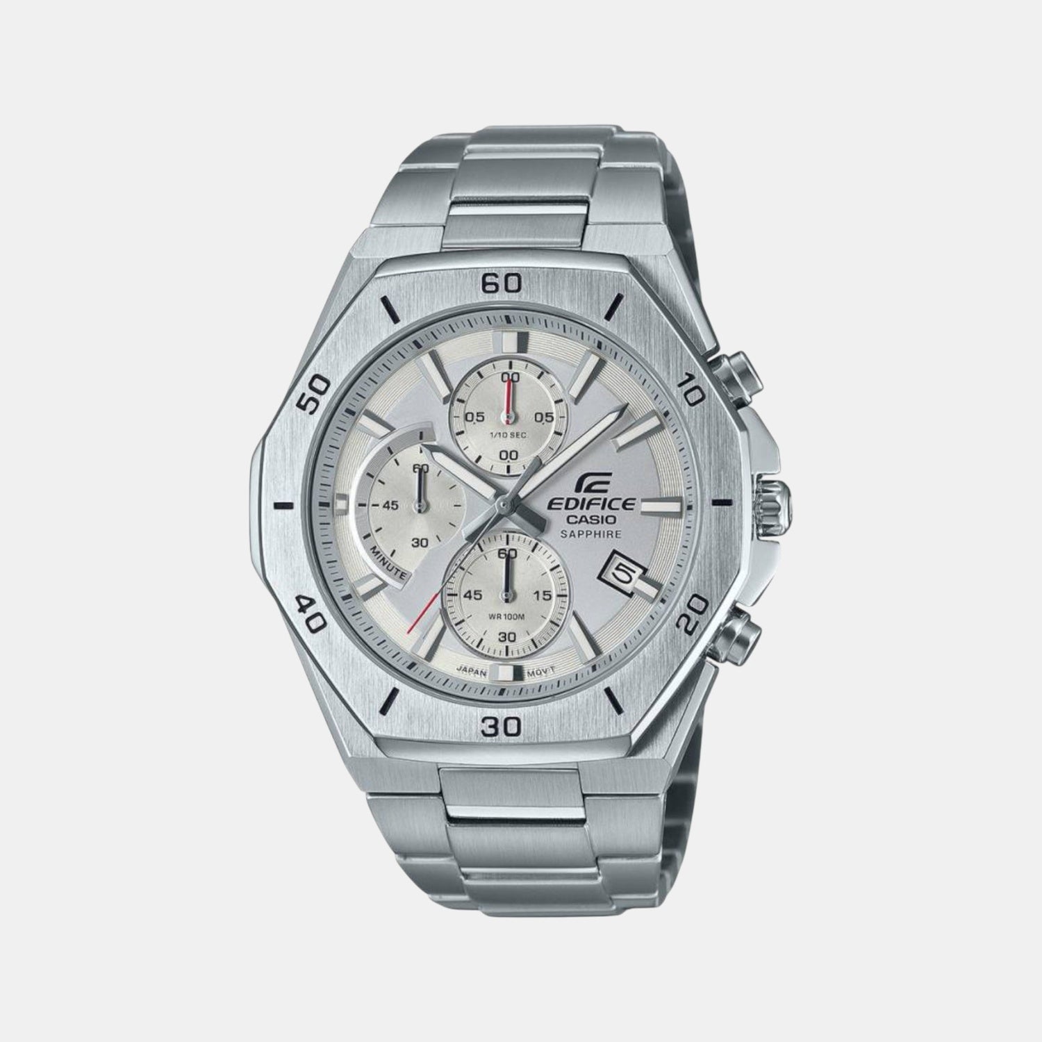 Edifice Men Quartz Silver Dial Chronograph Stainless Steel Watch EX552