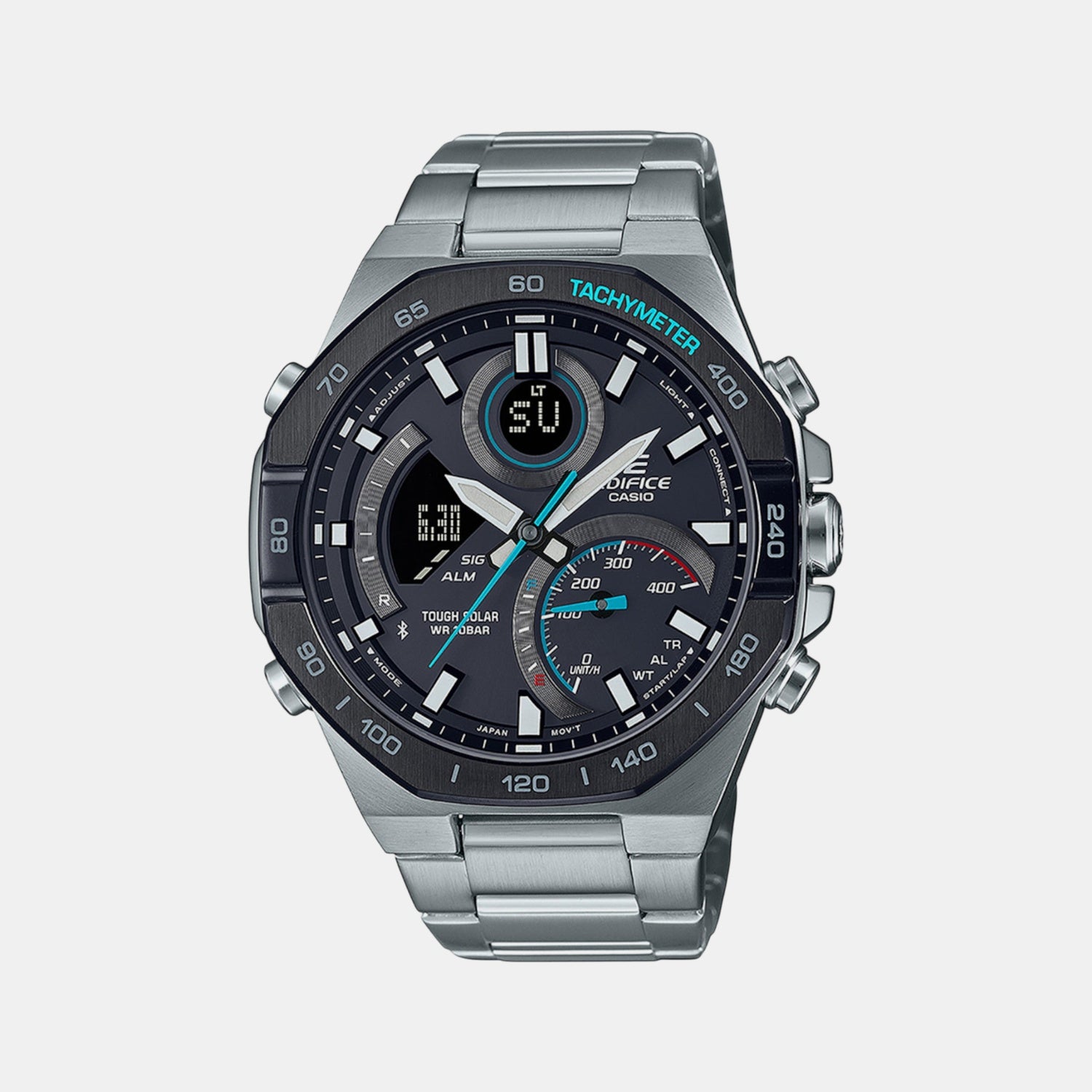 Edifice Men Quartz Black Dial Analog-Digital Stainless Steel Watch EX554