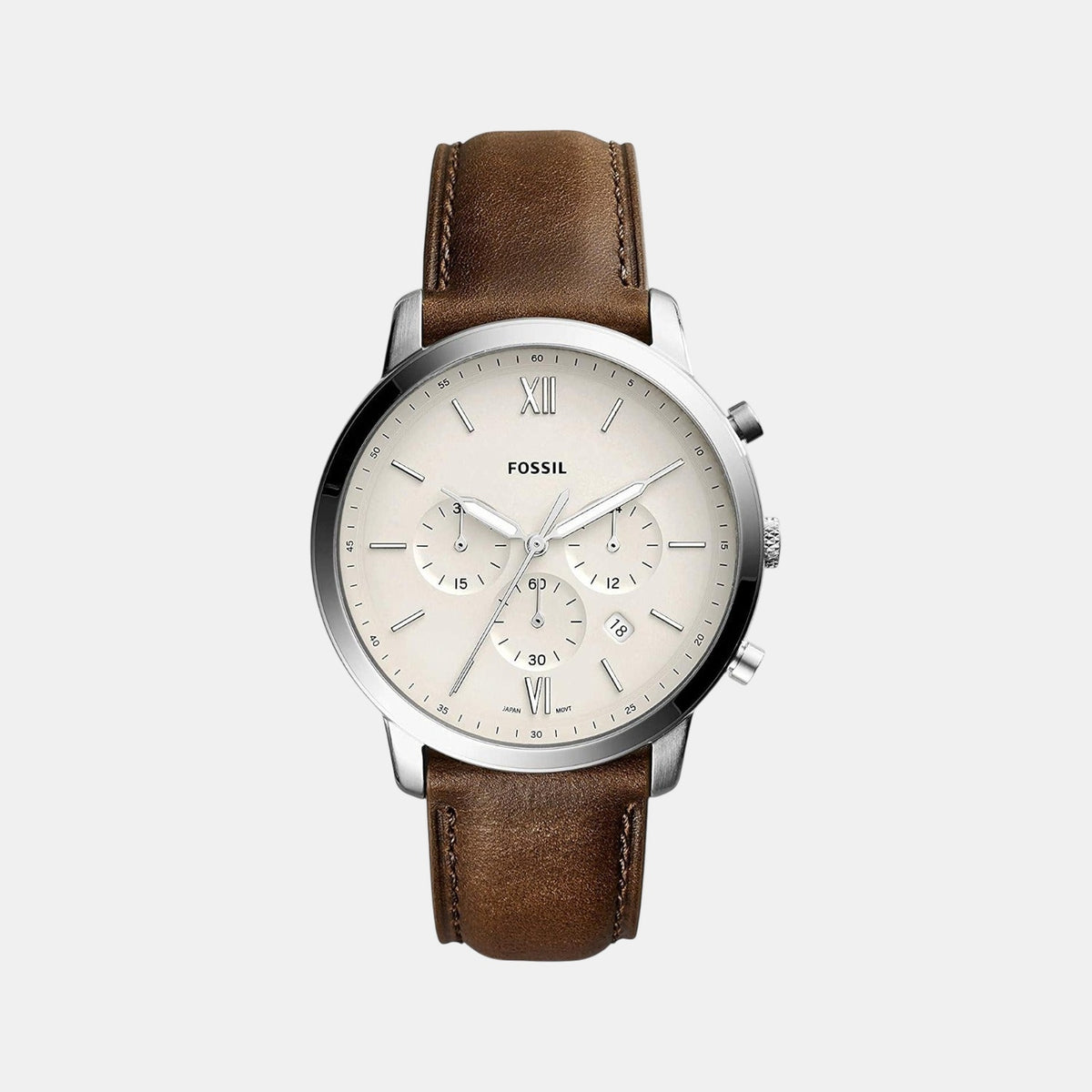 Neutra Men Quartz Silver Dial Chronograph Leather Watch FS5380