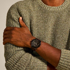 Towns Men Quartz Black Dial Chronograph Leather Watch FS5437