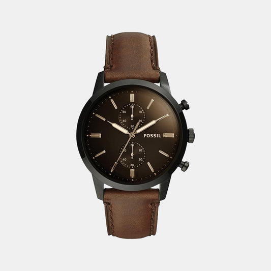 Male Black Leather Chronograph Watch FS5437