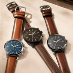 Neutra Men Quartz Black Dial Chronograph Leather Watch FS5452