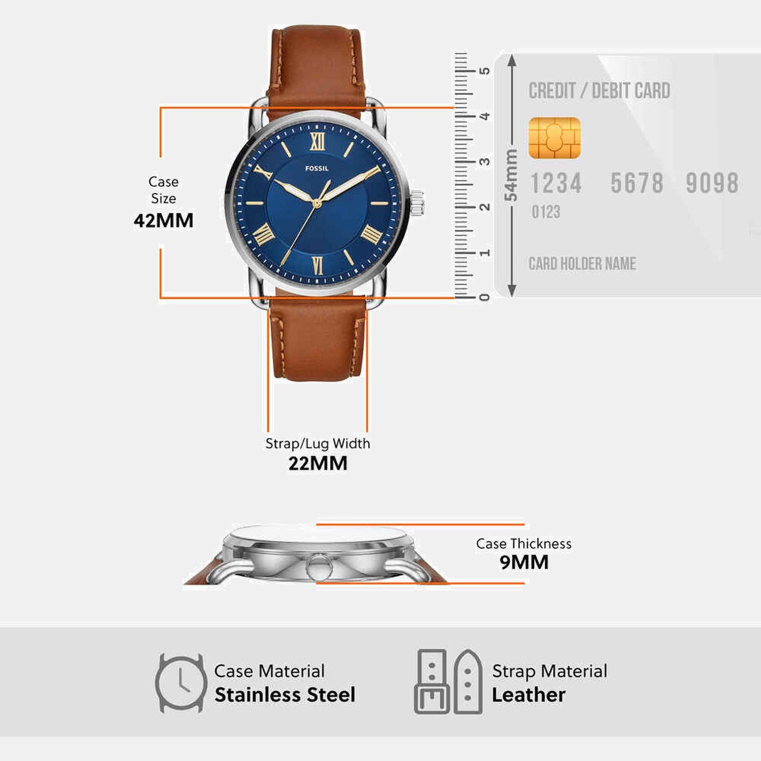 Copeland Men Quartz Blue Dial Analog Leather Watch FS5661