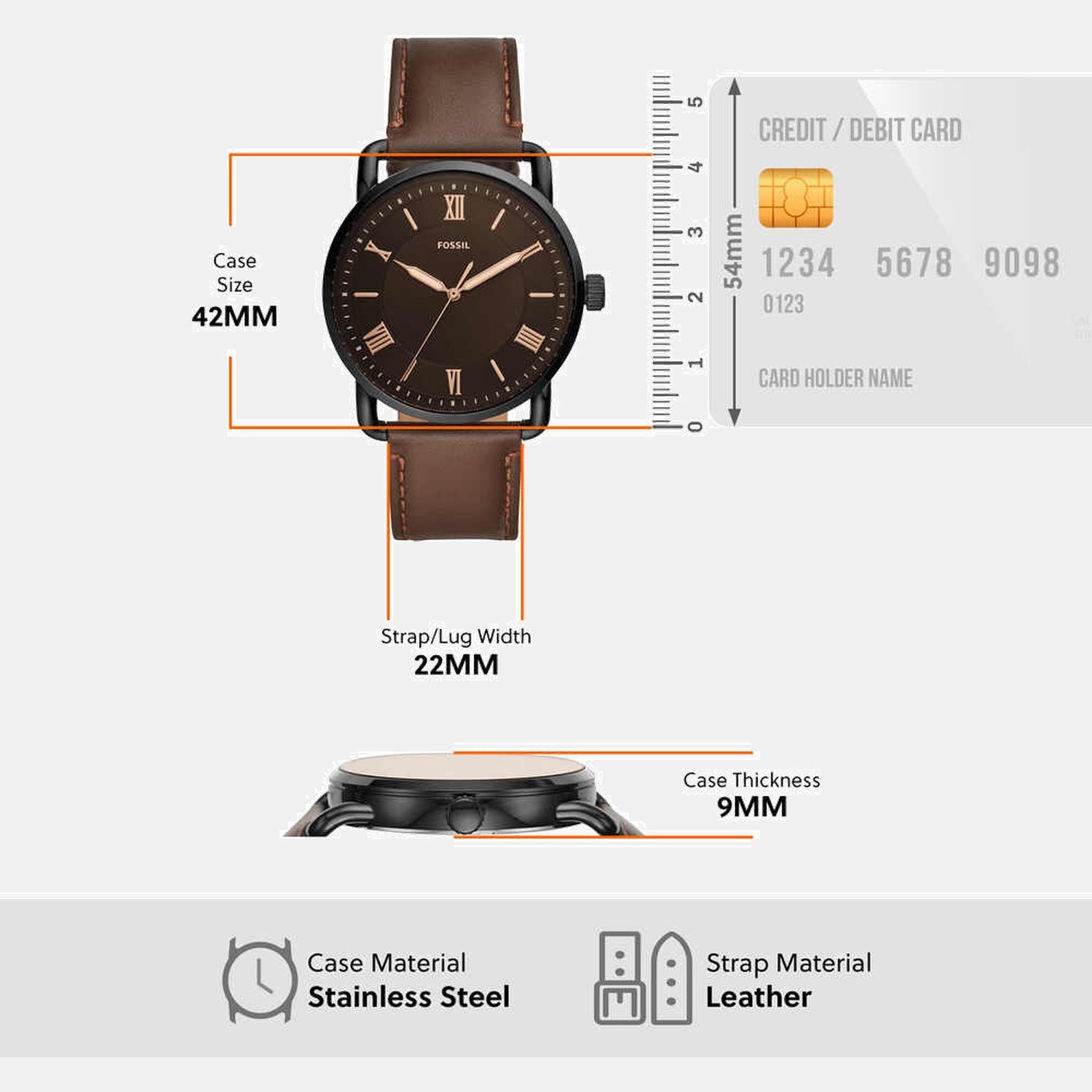 Copeland Men Quartz Brown Dial Analog Leather Watch FS5666