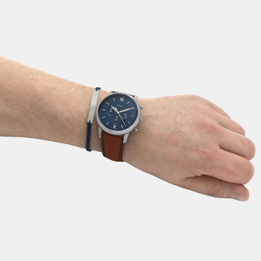 Neutra Men Quartz Blue Dial Chronograph Leather Watch FS5708SET