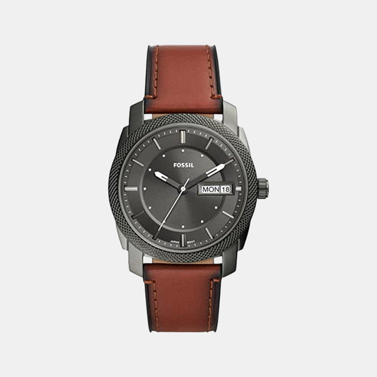 Male Grey Analog Leather Watch FS5900