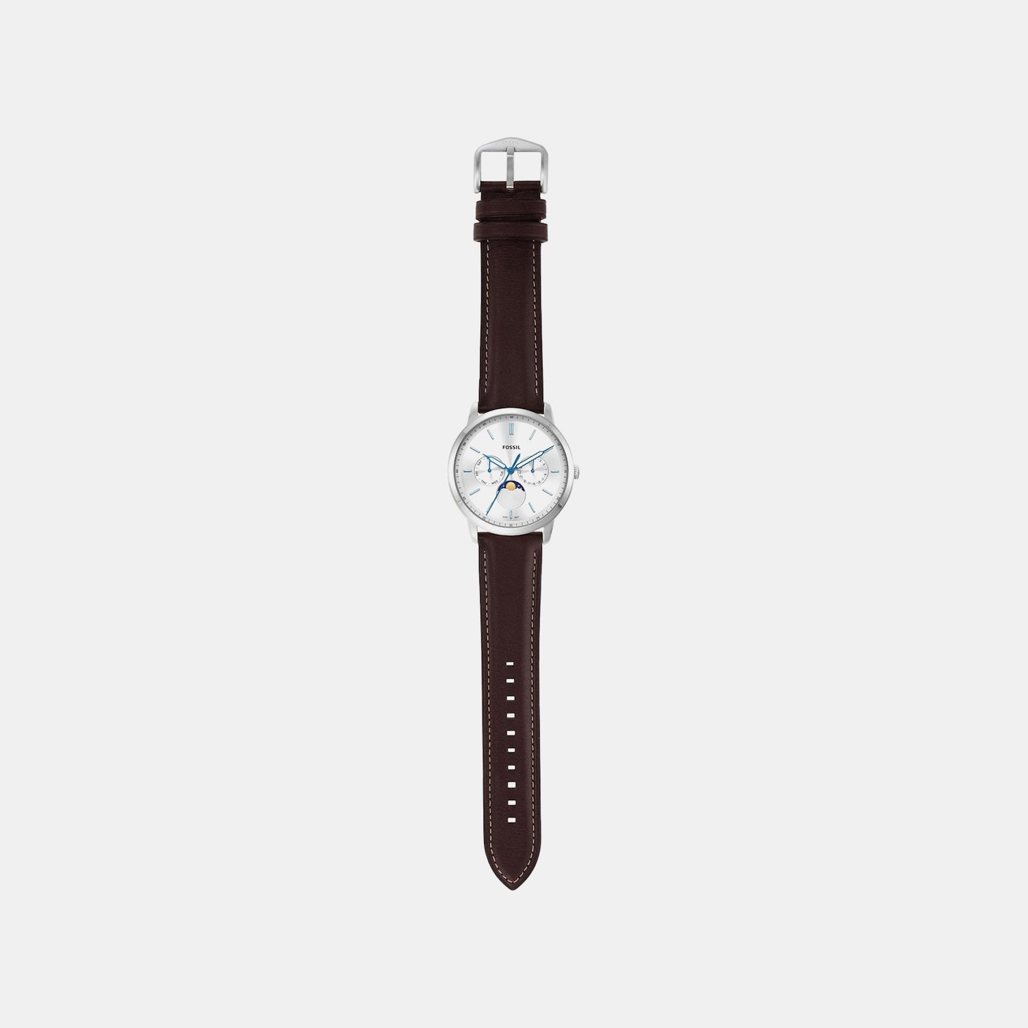 Neutra Men Quartz Silver Dial Multi-Function Leather Watch FS5905