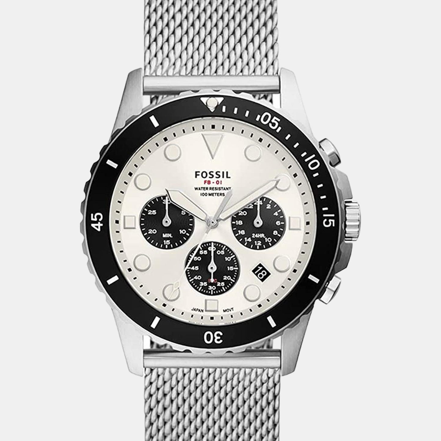 Male White Stainless Steel Chronograph Watch FS5915