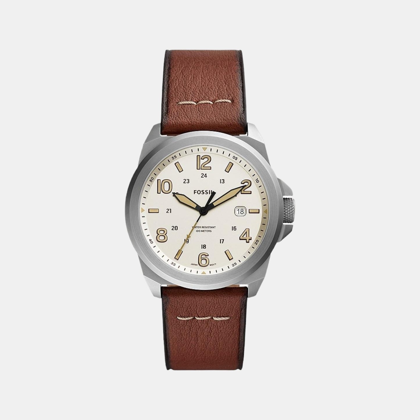 Male Cream Analog Leather Watch FS5919