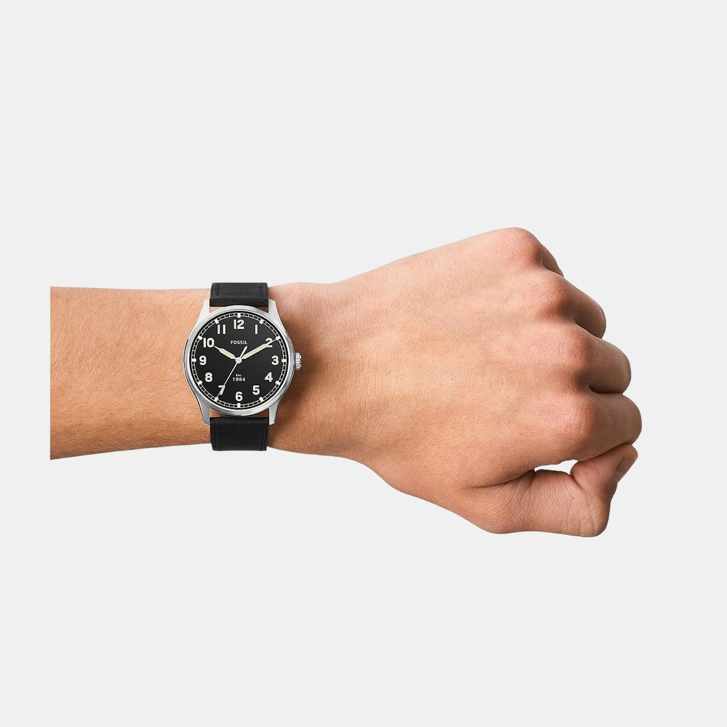 Male Black Analog Leather Watch FS5926