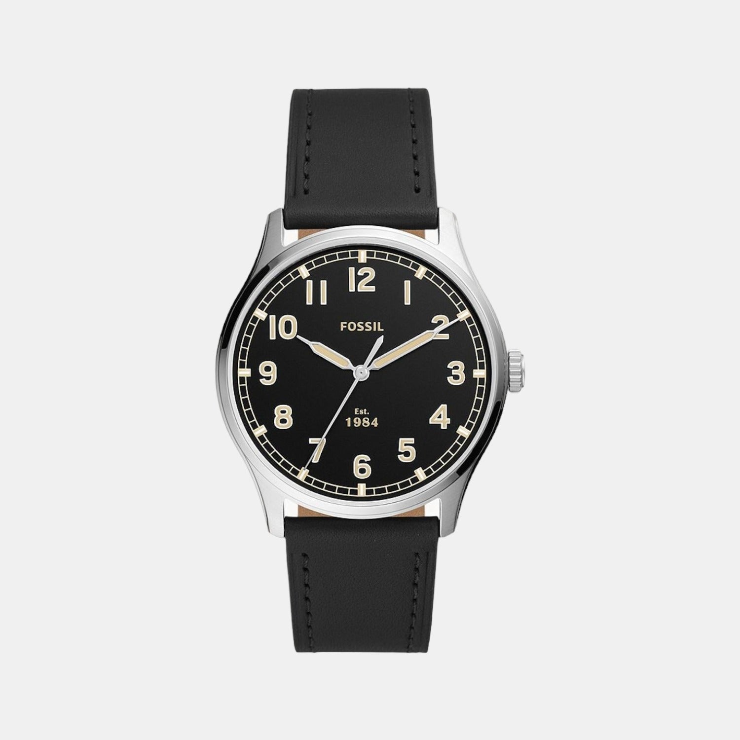 Male Black Analog Leather Watch FS5926
