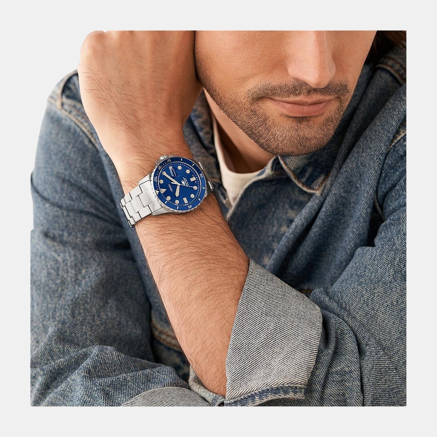 Male Blue Analog Stainless Steel Watch FS5949