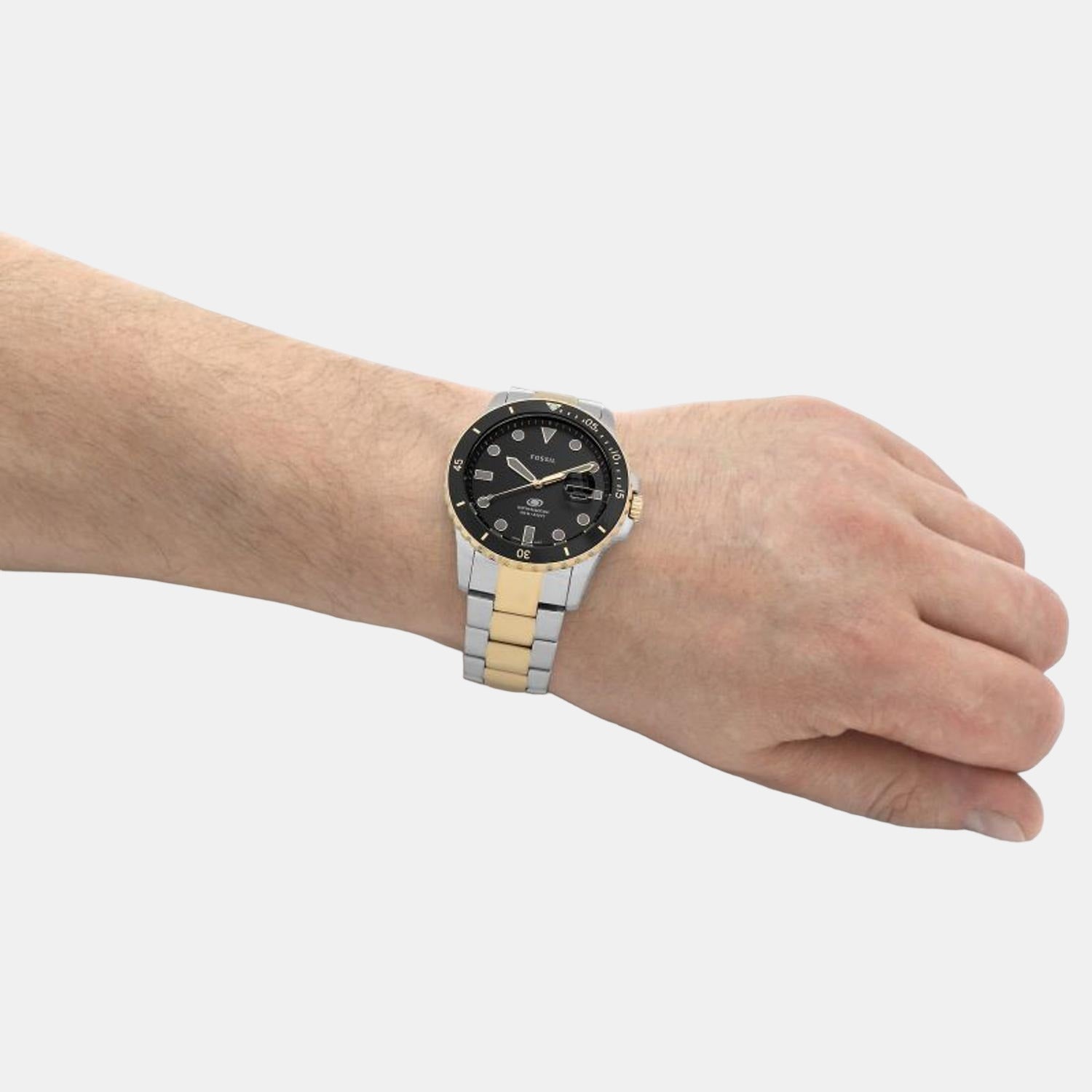 Fossil Blue Dive Men Quartz Black Dial Analog Stainless Steel Watch FS5951