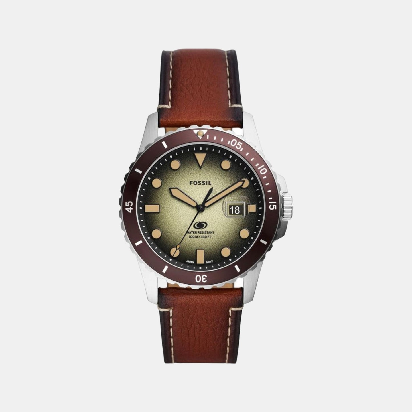 Male Green Analog Leather Watch FS5961