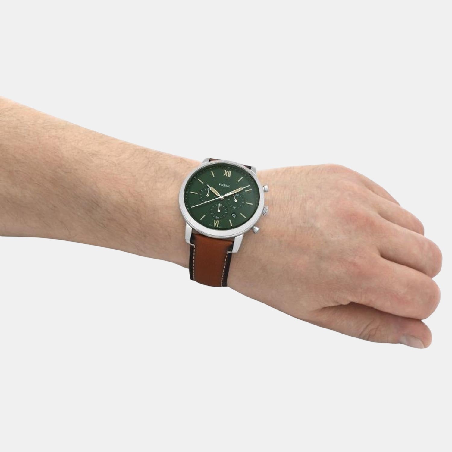 Fossil Male Green Analog Leather Watch | Fossil – Just In Time