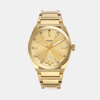 Everett Men Quartz Gold Dial Analog Stainless Steel Watch FS5965