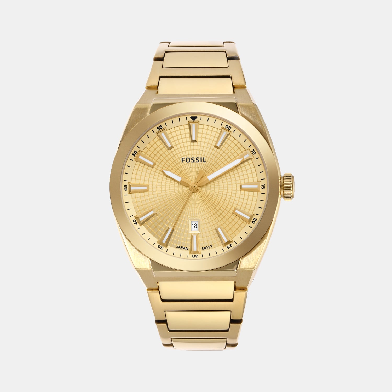 Everett Men Quartz Gold Dial Analog Stainless Steel Watch FS5965