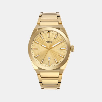 Everett Men Quartz Gold Dial Analog Stainless Steel Watch FS5965
