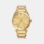 Everett Men Quartz Gold Dial Analog Stainless Steel Watch FS5965