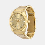 Everett Men Quartz Gold Dial Analog Stainless Steel Watch FS5965