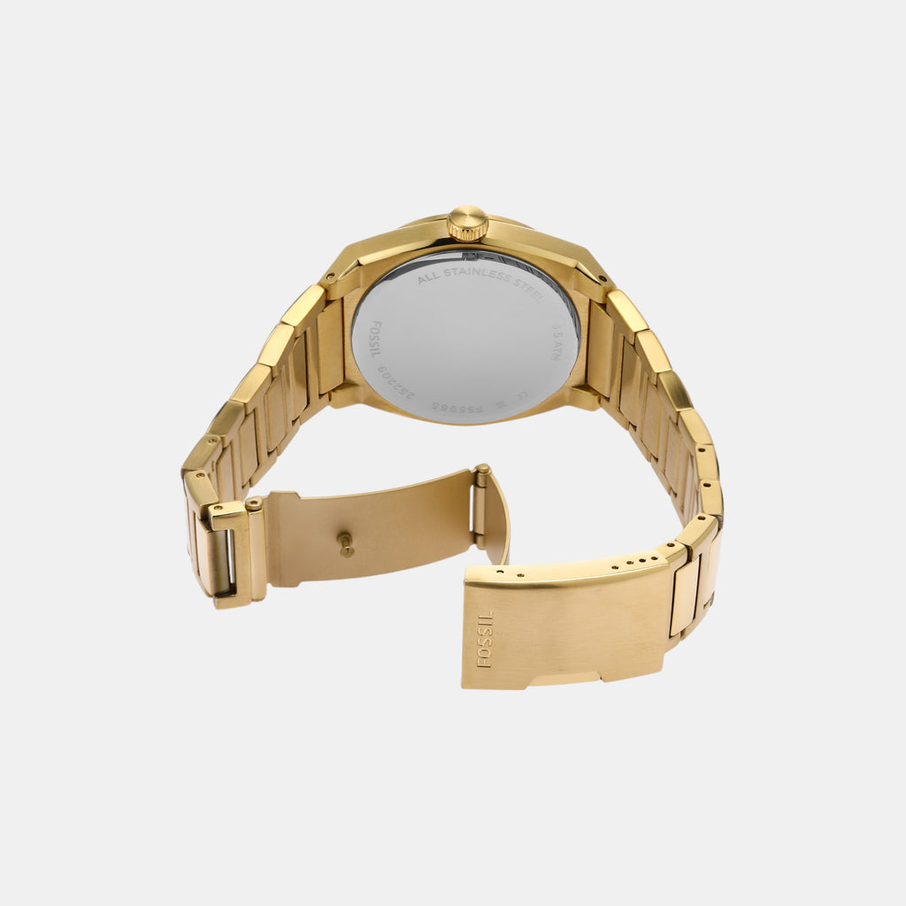 Everett Men Quartz Gold Dial Analog Stainless Steel Watch FS5965