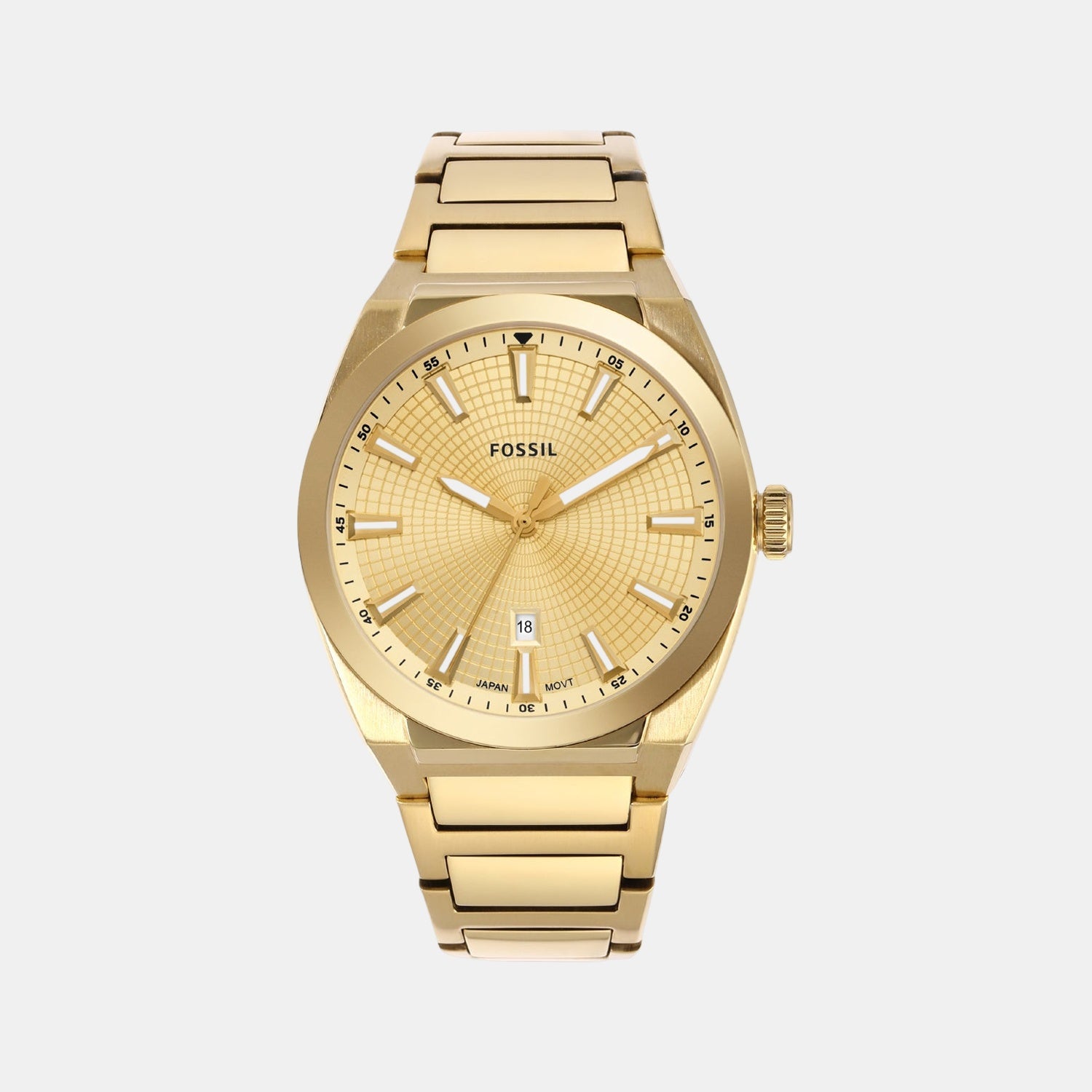 Everett Men Quartz Gold Dial Analog Stainless Steel Watch FS5965