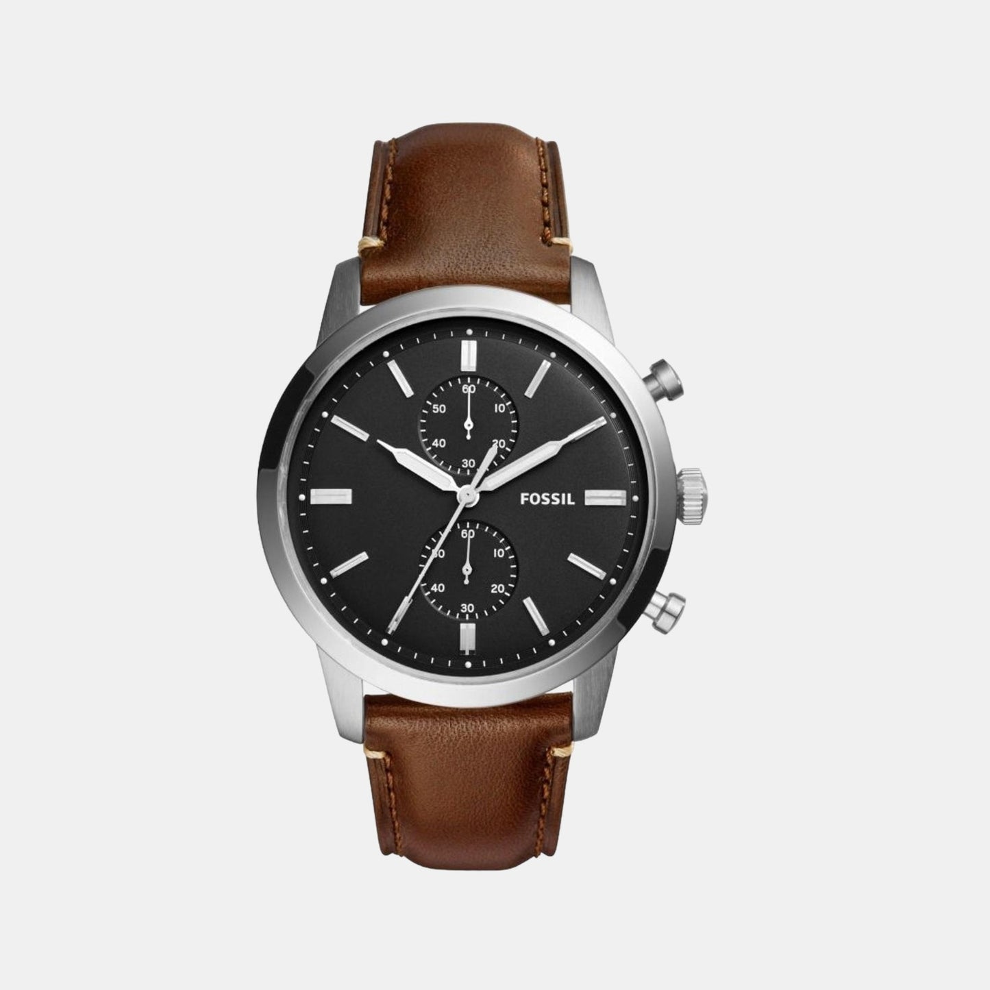 Male Brown Analog Leather Watch FS5967SET