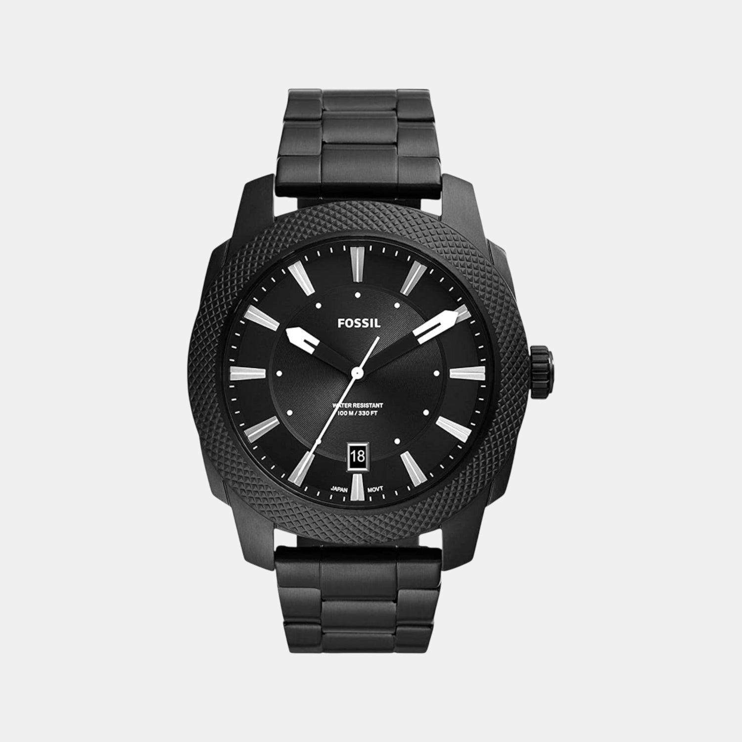 Machine Men Quartz Black Dial Analog Stainless Steel Watch FS5971