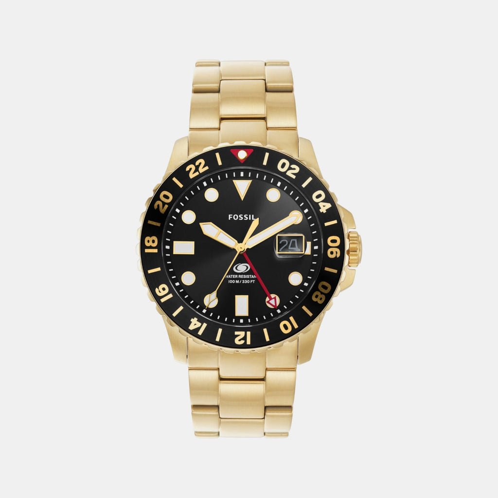 Fossil Blue GMT Men Black Dial Analog Stainless Steel Watch FS5990