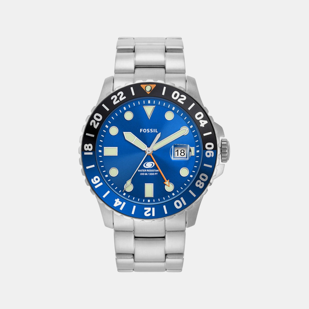 Blue GMT Men Quartz Blue Dial Analog Stainless Steel Watch FS5991