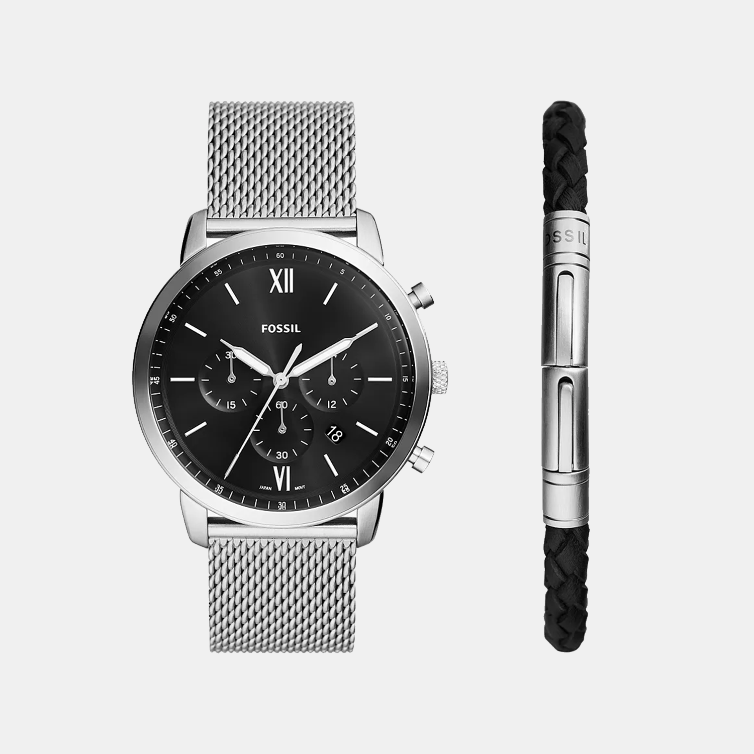 Fossil Neutra Men Quartz Black Dial Chronograph Mesh Watch
