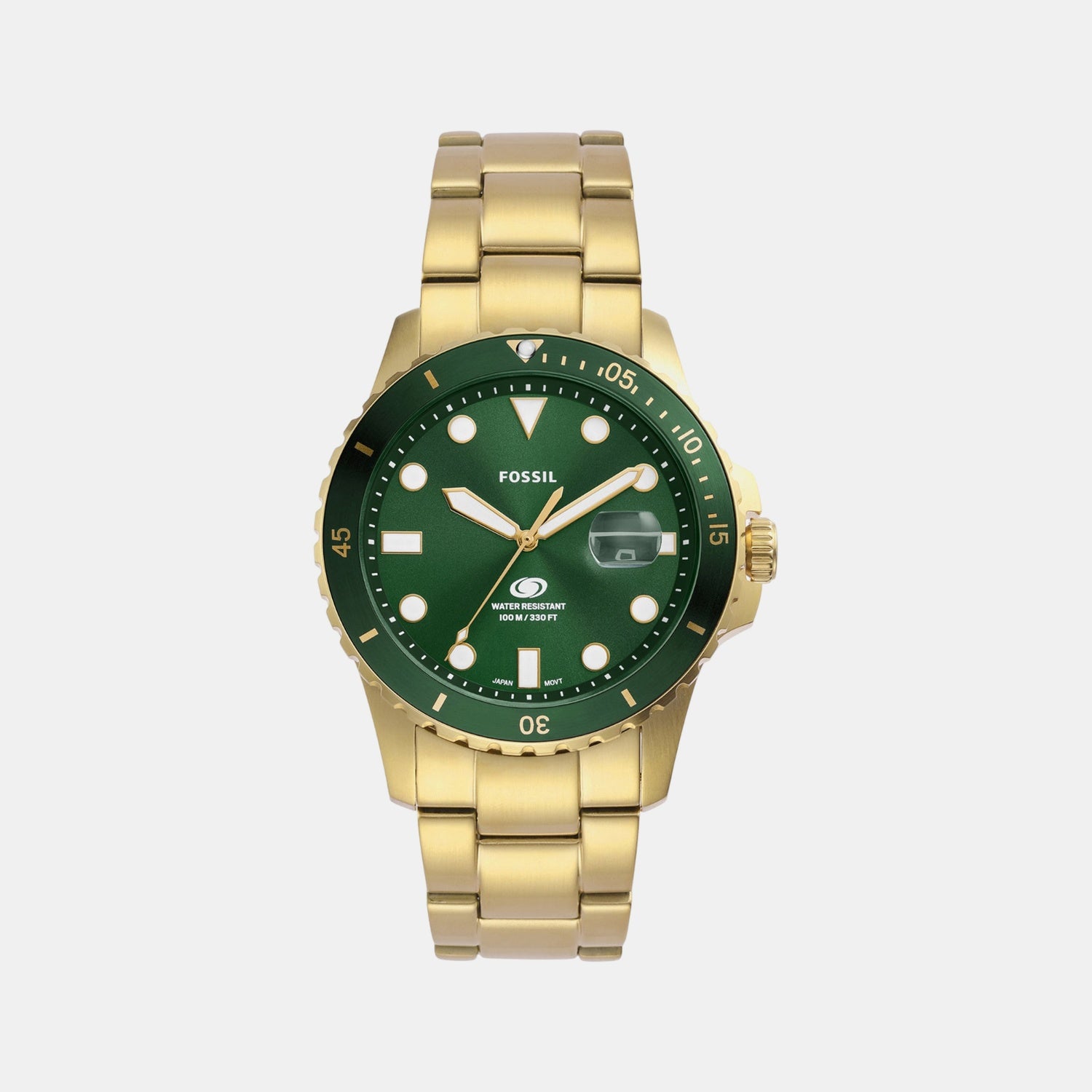 Fossil Blue Dive Men Quartz Green Dial Analog Stainless Steel Watch FS6030
