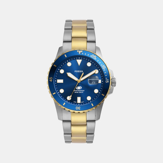 Fossil Blue Dive Men Quartz Blue Dial Analog Stainless Steel Watch FS6034
