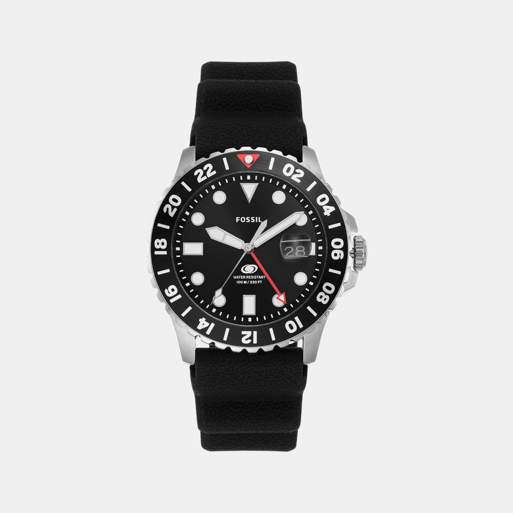 Fossil Blue GMT Men Black Dial Analog Silicone Watch FS6036