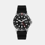 Fossil Blue GMT Men Black Dial Analog Silicone Watch FS6036