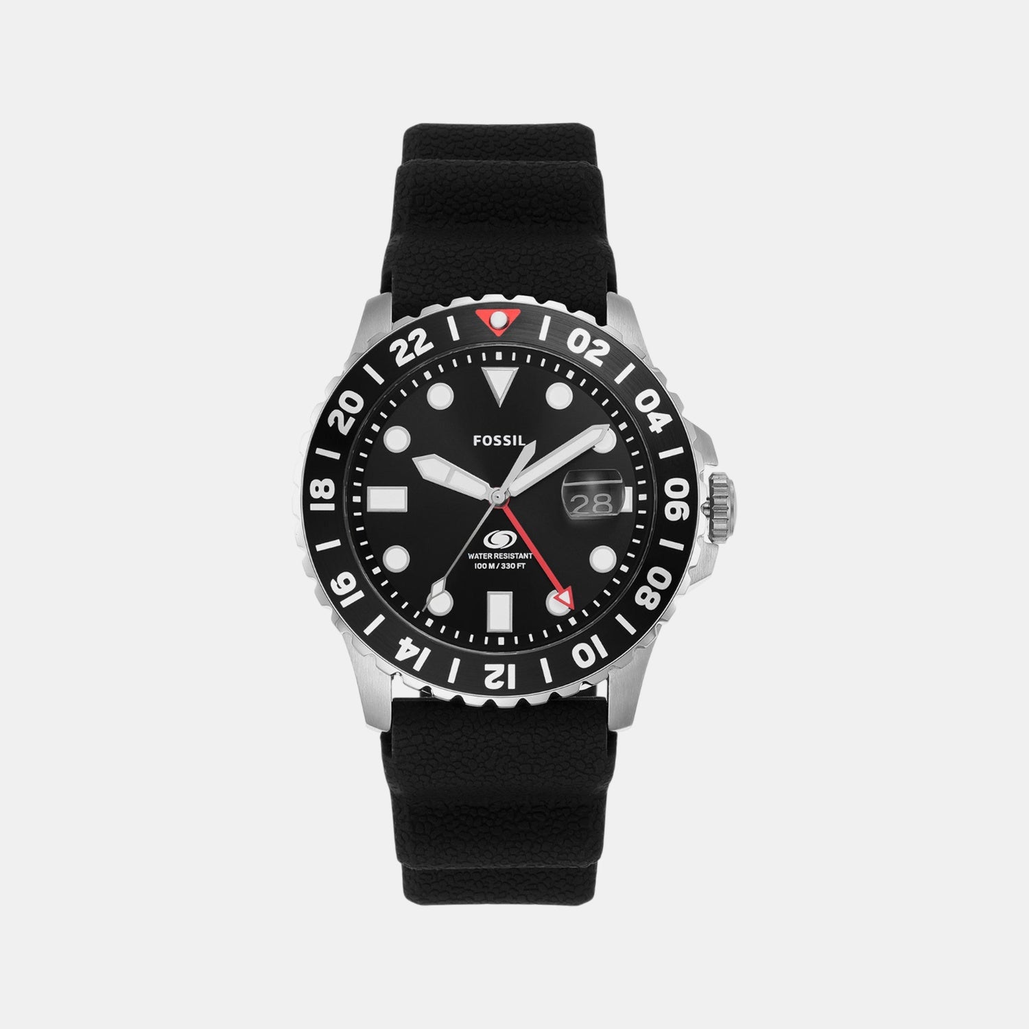 Fossil Blue GMT Men Black Dial Analog Silicone Watch FS6036