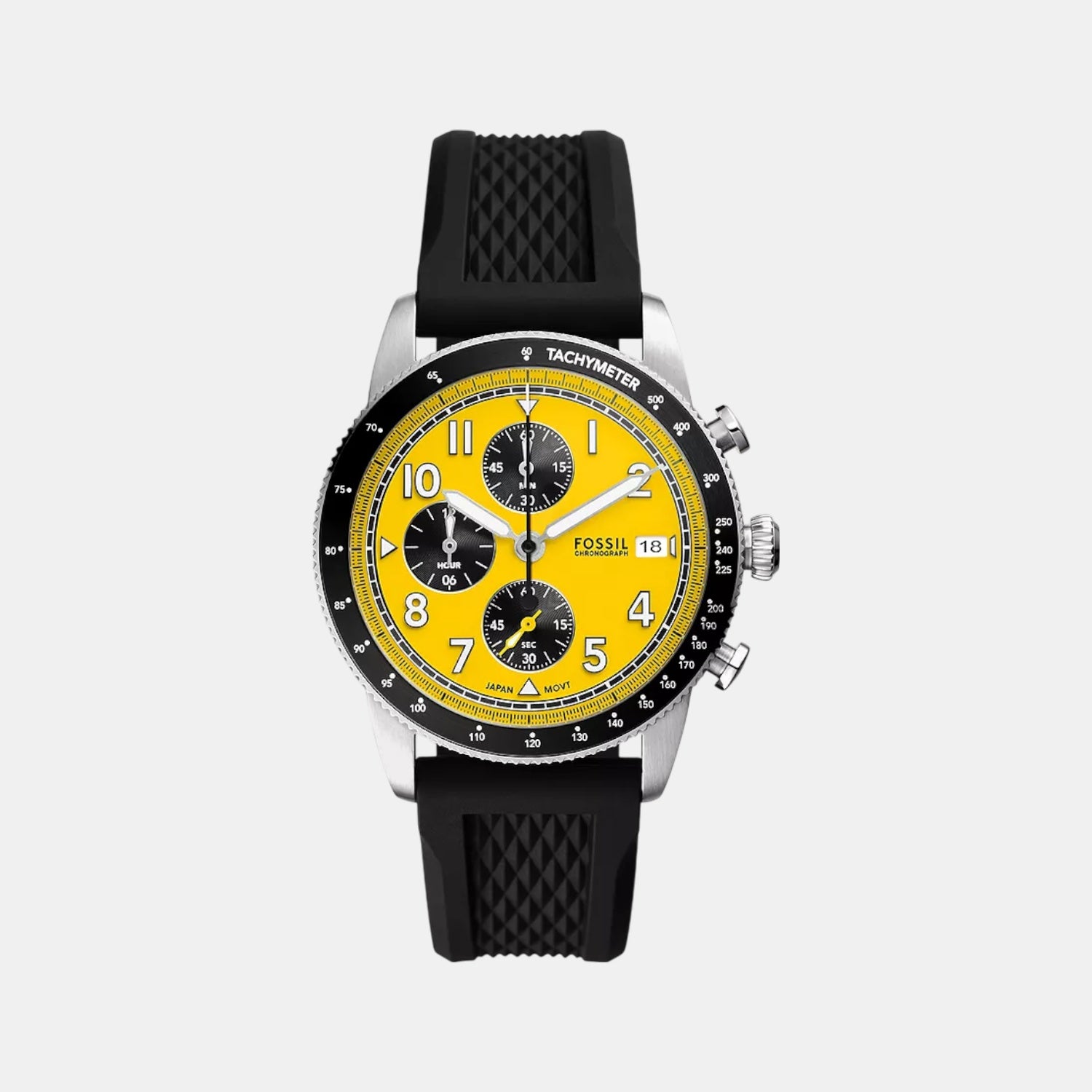 Sport Tourer Men Quartz Yellow Dial Chronograph Silicone Watch FS6044
