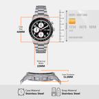 Sport Tourer Men Quartz Black Dial Chronograph Stainless Steel Watch FS6045