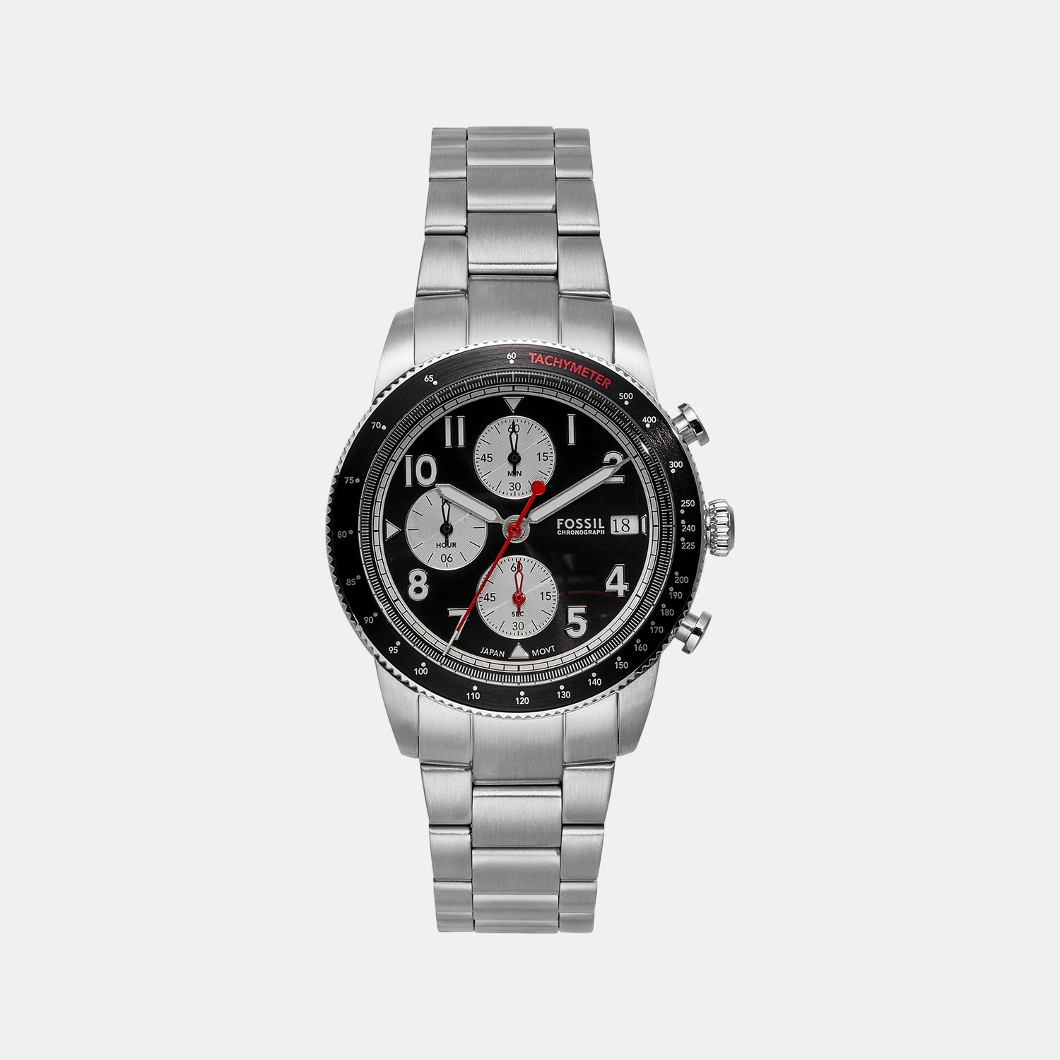 Sport Tourer Men Quartz Black Dial Chronograph Stainless Steel Watch FS6045