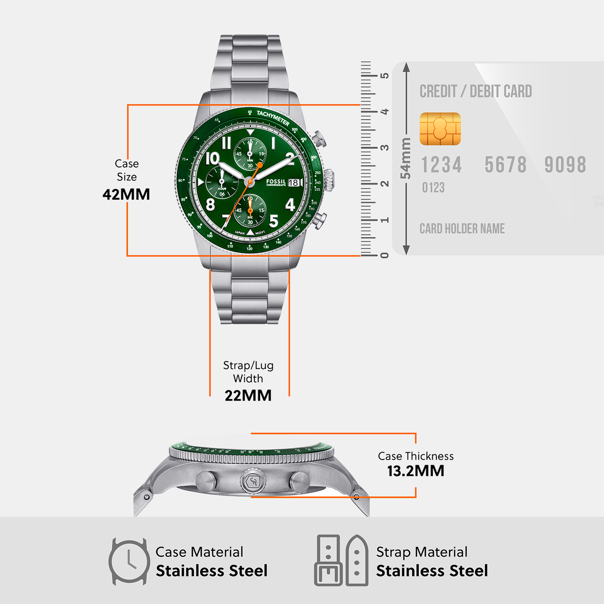 Fossil 42 mm Silver Quartz watch