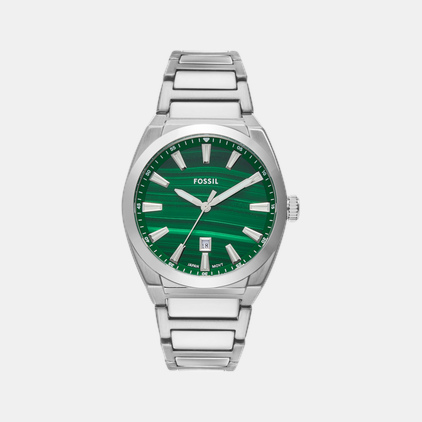 Men Quartz Date Green Dial Analog Stainless Steel Watch FS6056