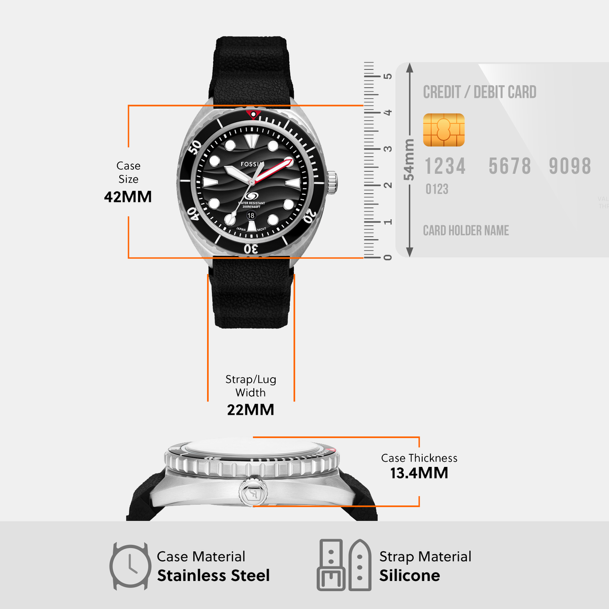 Fossil 42 mm Black Quartz watch