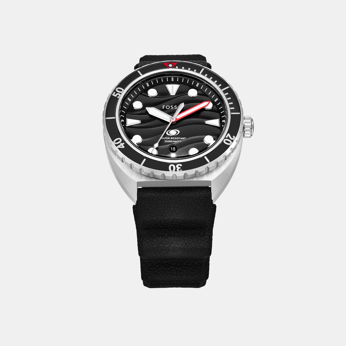 Men Quartz Date Black Dial Analog Silicone Watch FS6062