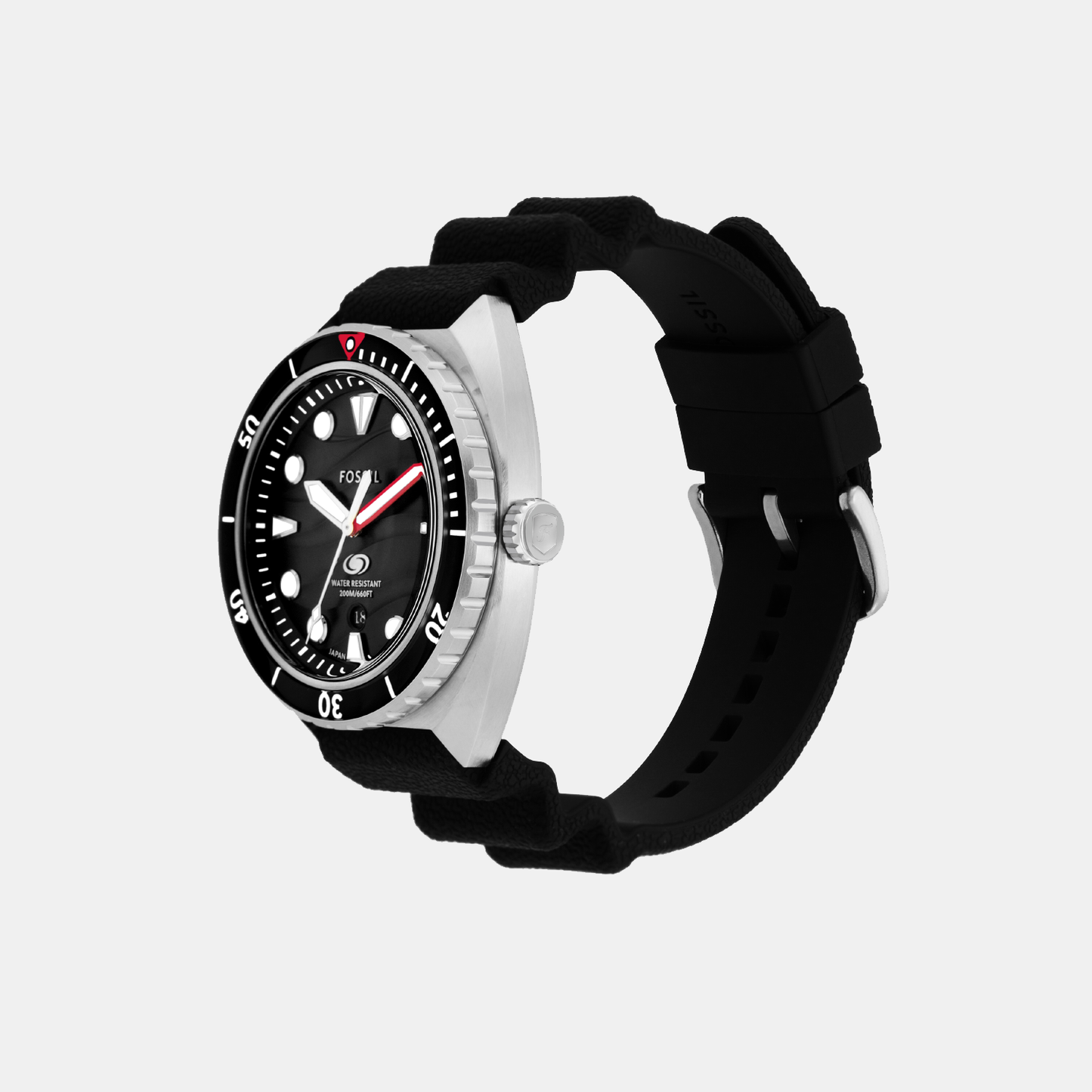 Men Quartz Date Black Dial Analog Silicone Watch FS6062