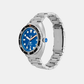 Men Quartz Date Blue Dial Analog Stainless Steel Watch FS6064